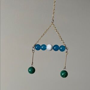 Handmade statement blue jade gemstone necklace